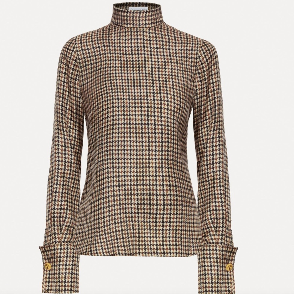 Oscar de la Rente Pied De Poule Silk Twill Blouse - MSRP $2290 NWT - SAVE $1700